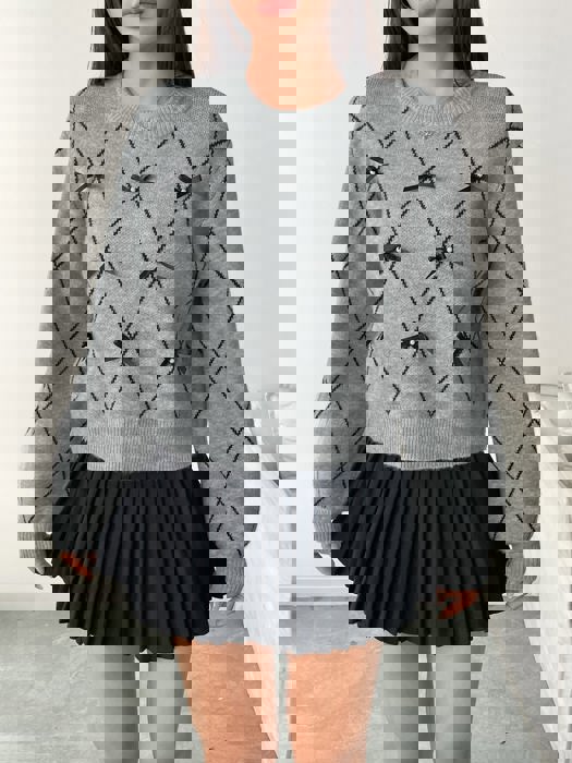 Bow Detail Diamond Sweater