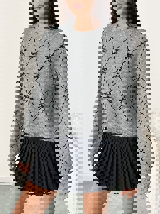 Bow Detail Diamond Sweater