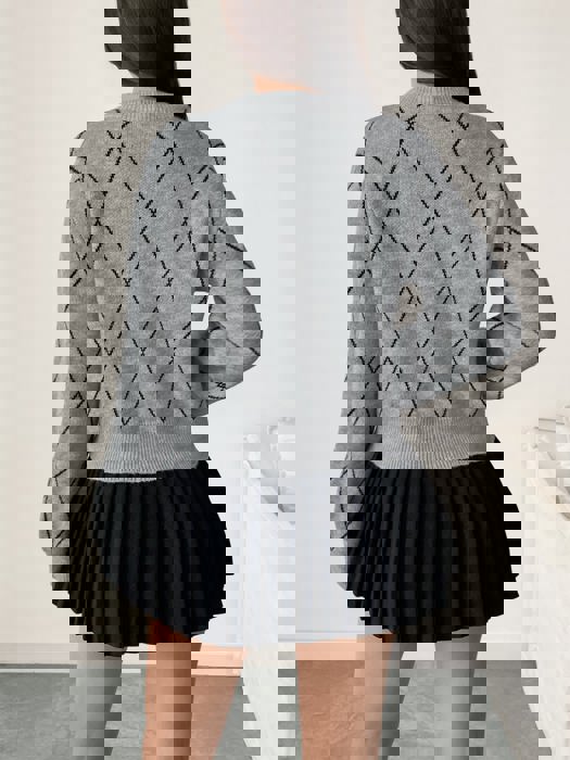 Bow Detail Diamond Sweater