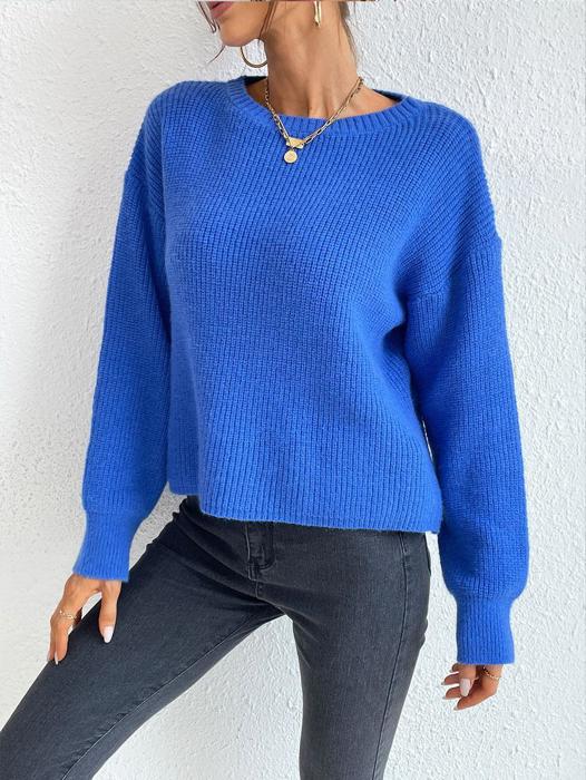 Solid Color Knit Sweater