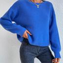 Medium Blue Solid Color Knit Sweater