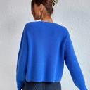 Medium Blue Solid Color Knit Sweater