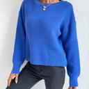 Small Blue Solid Color Knit Sweater
