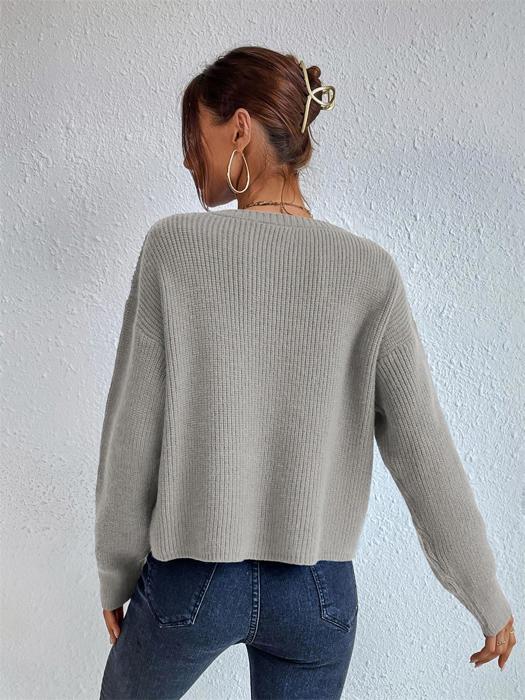 Solid Color Knit Sweater