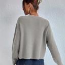 Large Gray Solid Color Knit Sweater