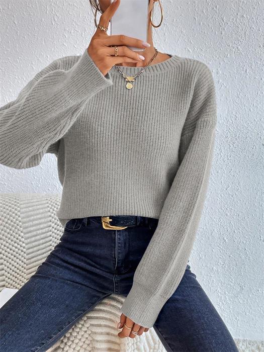 Solid Color Knit Sweater