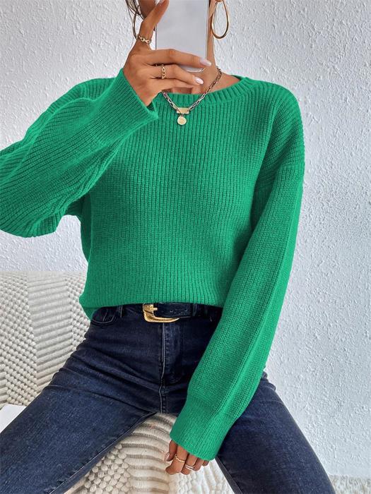 Solid Color Knit Sweater