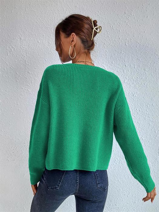 Solid Color Knit Sweater