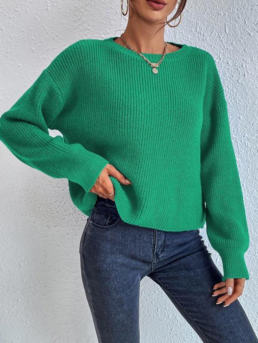 Solid Color Knit Sweater