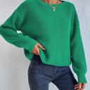 Small Green Solid Color Knit Sweater