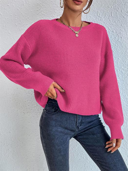 Solid Color Knit Sweater
