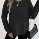 Large Black Round Hem Sweater
