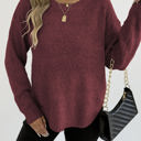 Large Dark Red Round Hem Sweater