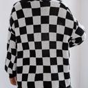 Large Black Checker Pattern Open Cardigan