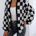 Medium Black Checker Pattern Open Cardigan