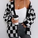 Medium Black Checker Pattern Open Cardigan