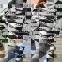 Large Black Geometric Pattern Stripe Sweater