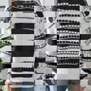 Large Black Geometric Pattern Stripe Sweater
