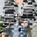 Medium Black Geometric Pattern Stripe Sweater