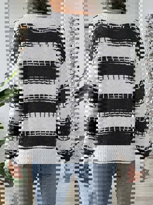 Geometric Pattern Stripe Sweater