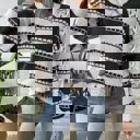 XL Black Geometric Pattern Stripe Sweater