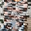 Medium Brown Geometric Pattern Stripe Sweater