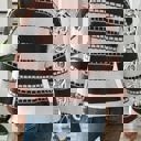 Medium Brown Geometric Pattern Stripe Sweater