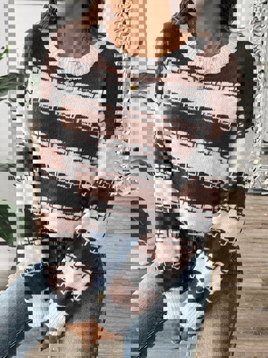 Geometric Pattern Stripe Sweater