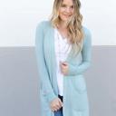 Slate Blue 1X Long Pocket Cardigan