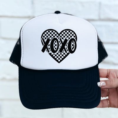 Black Checker XOXO Trucker Hat