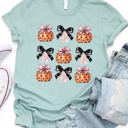 Small Slate Coquette Bows Pumpkins Graphic Tee