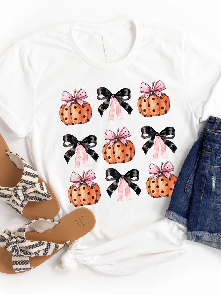 Coquette Bows Pumpkins Graphic Tee