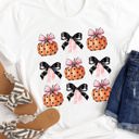 Small White Coquette Bows Pumpkins Graphic Tee