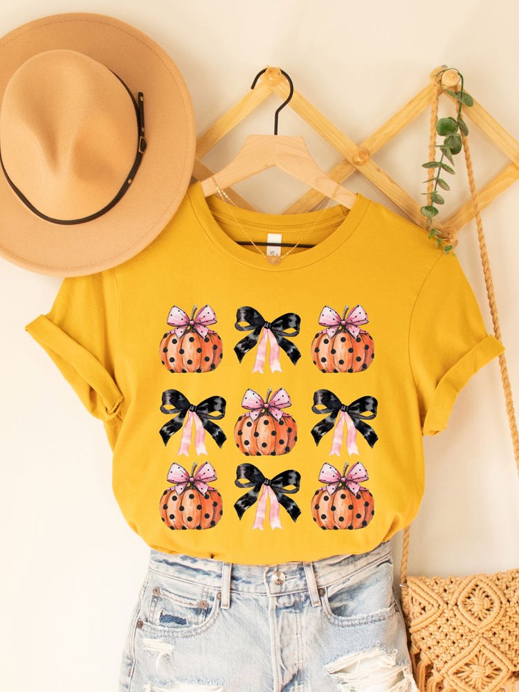 Coquette Bows Pumpkins Graphic Tee