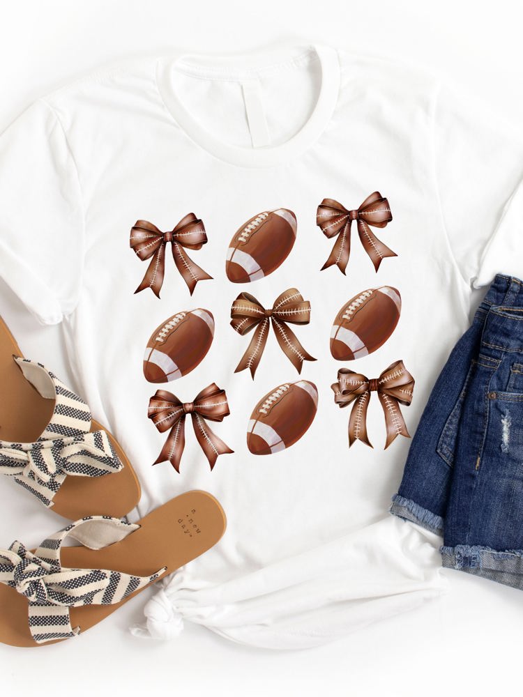 Footballs & Bows Graphic Tee