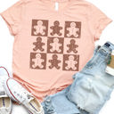 Small Peach Checker Gingerbread Man Graphic Tee