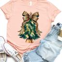  Cheetah Bow Christmas Tree Graphic Tee