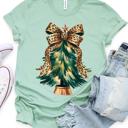  Cheetah Bow Christmas Tree Graphic Tee