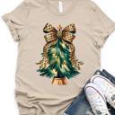  Cheetah Bow Christmas Tree Graphic Tee