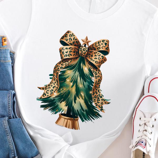 Cheetah Bow Christmas Tree Graphic Tee