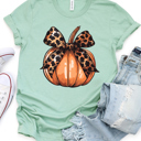 Small Slate Cheetah Bow Pumpkin Graphic Tee