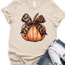 Small Tan Cheetah Bow Pumpkin Graphic Tee