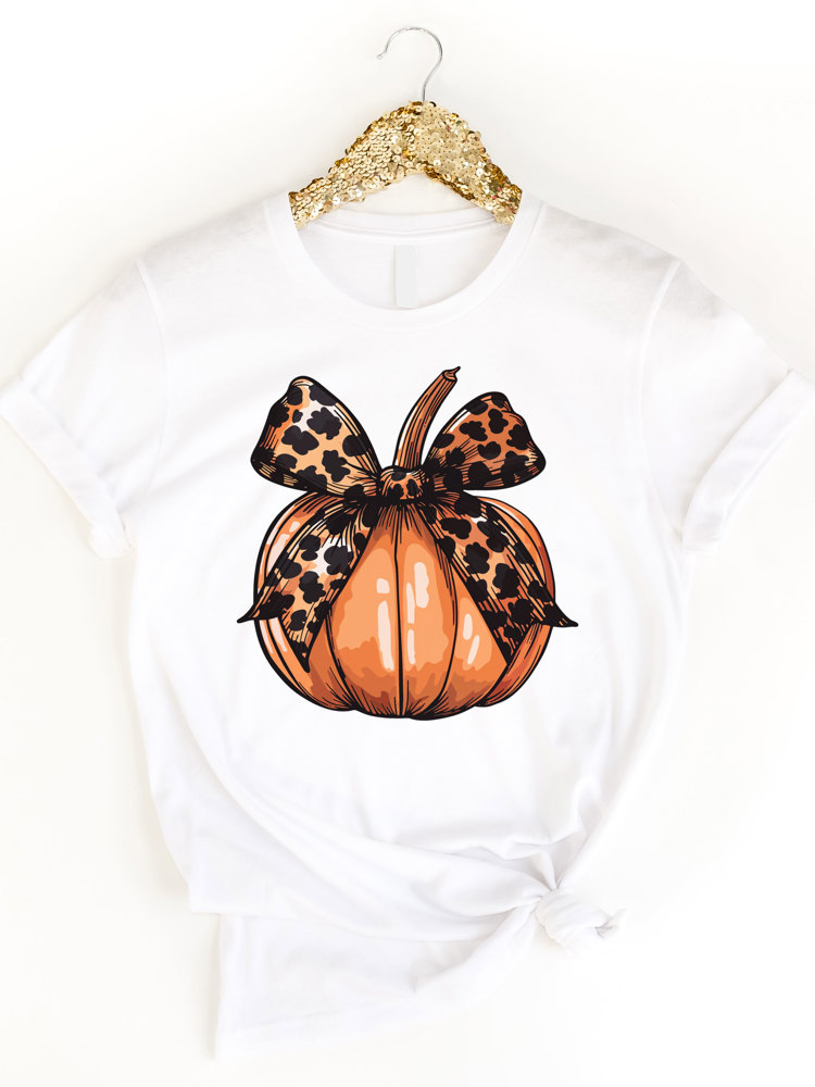 Cheetah Bow Pumpkin Graphic Tee