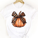 Small White Cheetah Bow Pumpkin Graphic Tee