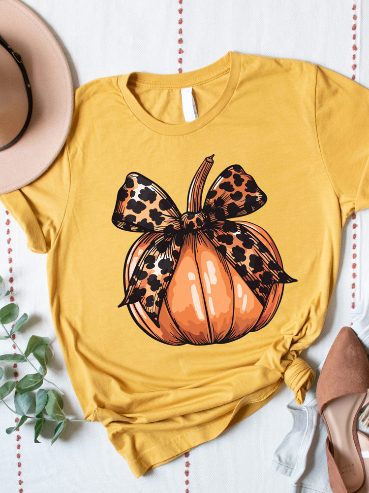 Cheetah Bow Pumpkin Graphic Tee