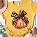 Small Yellow Cheetah Bow Pumpkin Graphic Tee