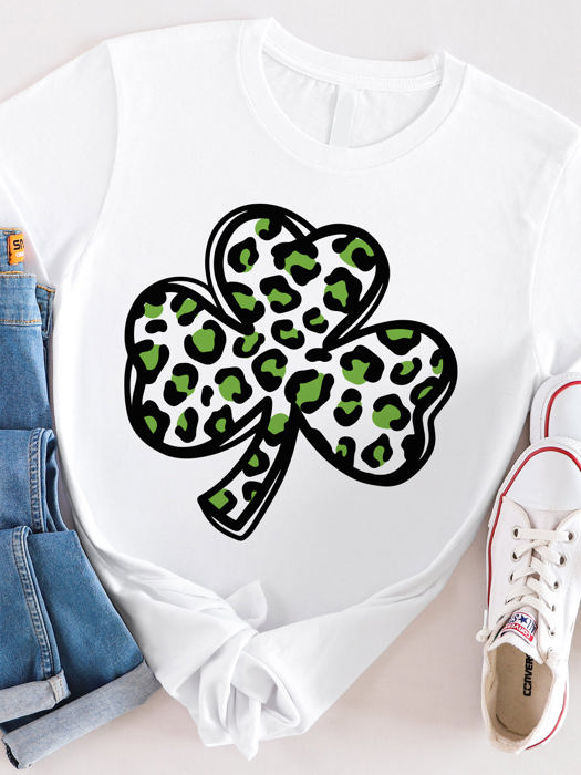 Animal Print Clover Graphic Tee - St. Patricks Day