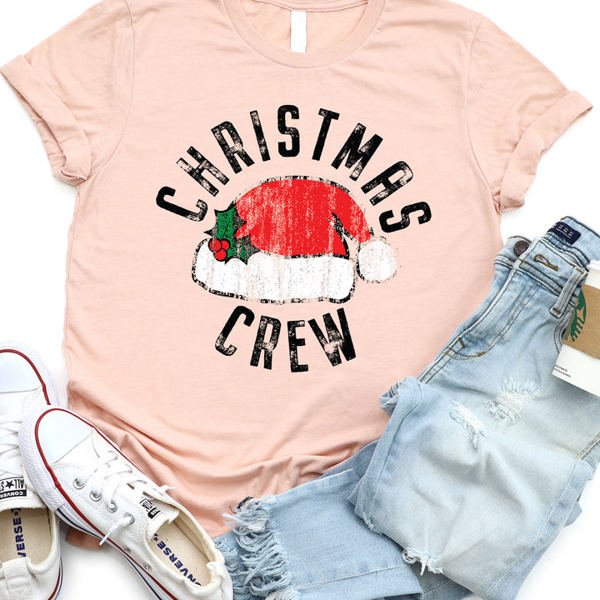 Christmas Crew Santa Hat Graphic Tee