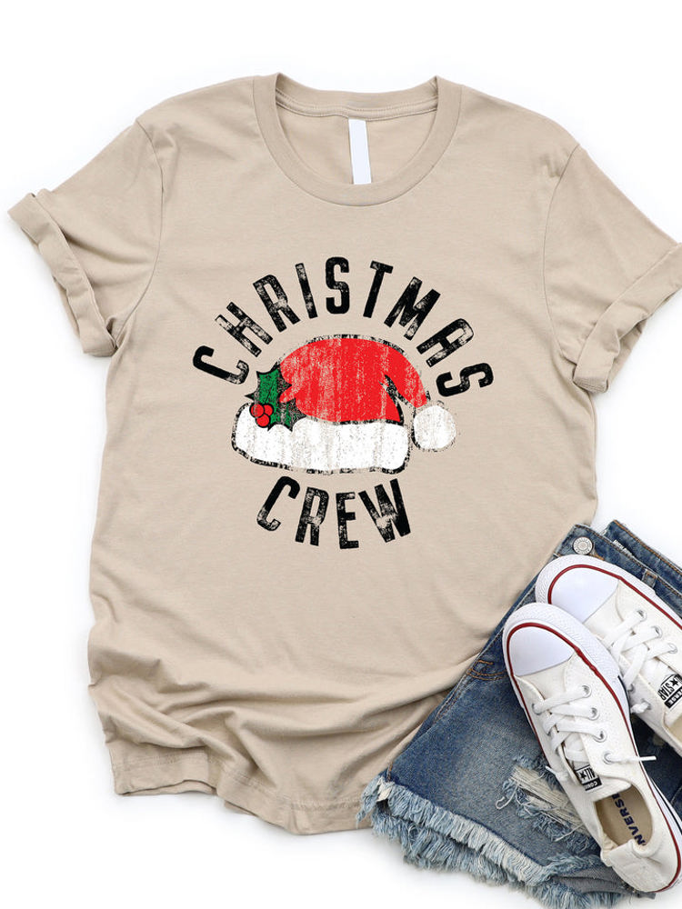 Christmas Crew Santa Hat Graphic Tee