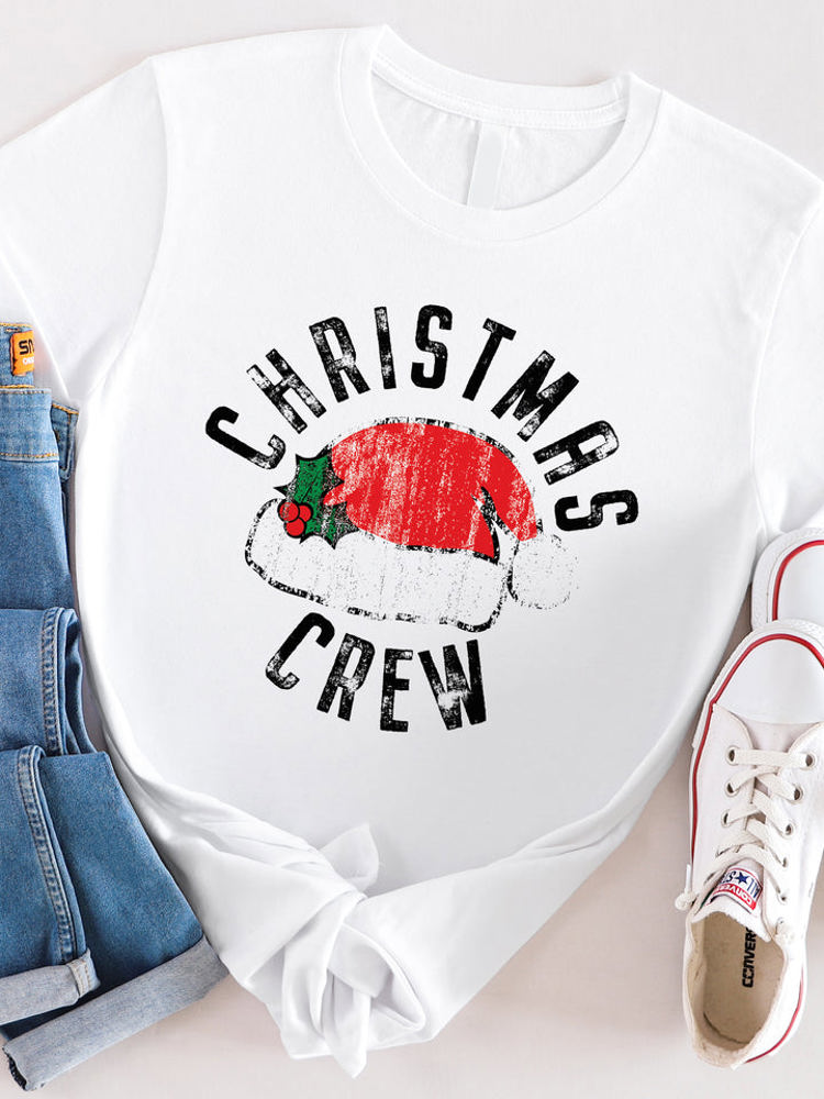 Christmas Crew Santa Hat Graphic Tee